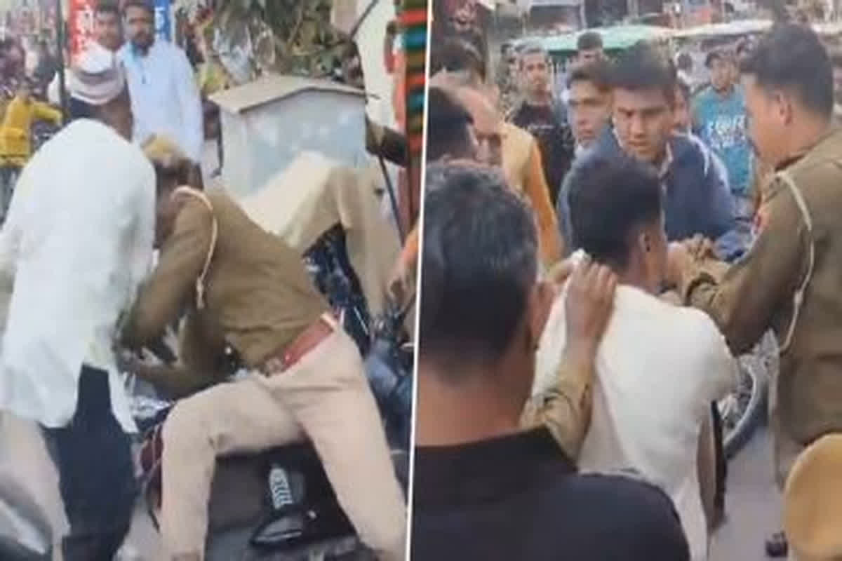 Youth and Policeman Fight Video : चाकू लेकर कोतवाली पहुंचा युवक, कांस्टेबल के साथ की मारपीट, वायरल हुआ वीडियो