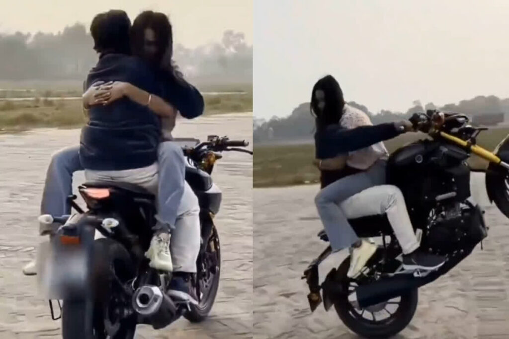 Couple Romance in Bike| Photo Credit: @tusharcrai