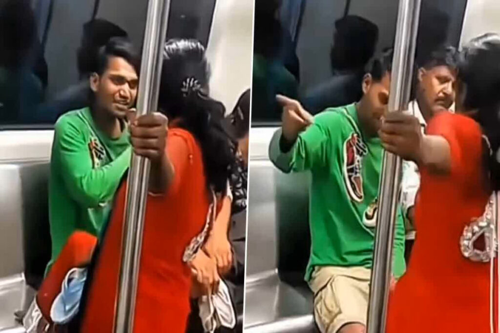 Delhi Metro Viral Video / Image Credit : Ghar Ke Kalesh X Handle