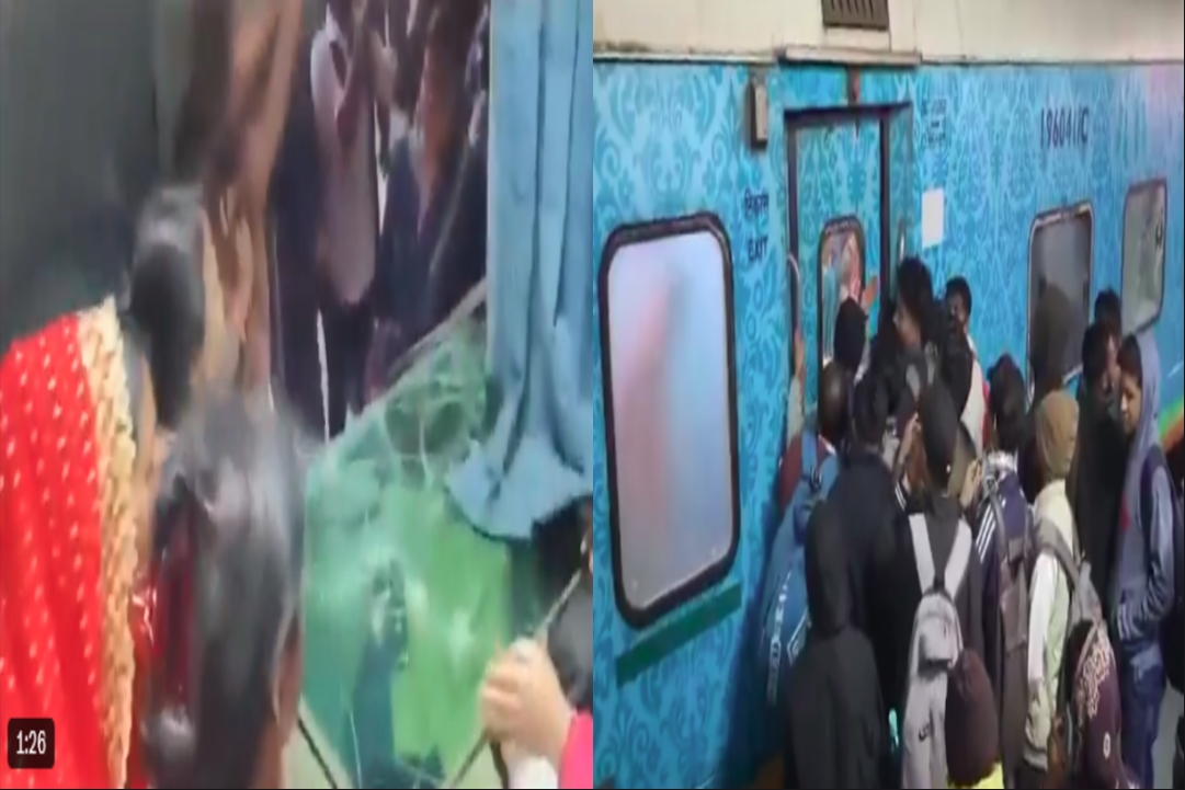 Video : स्टेशनों पर श्रद्धालुओं का जनसैलाब.. तोड़े गए ट्रेन के AC कोच के शीशे, डिब्बे के बाहर दरवाजा पीटते नजर आए यात्री