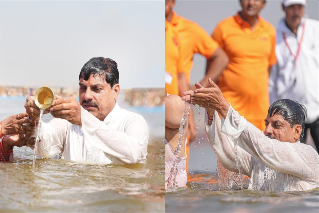 CM Dr. Mohan Yadav in Mahakumbh | Source : Mohan Yadav X