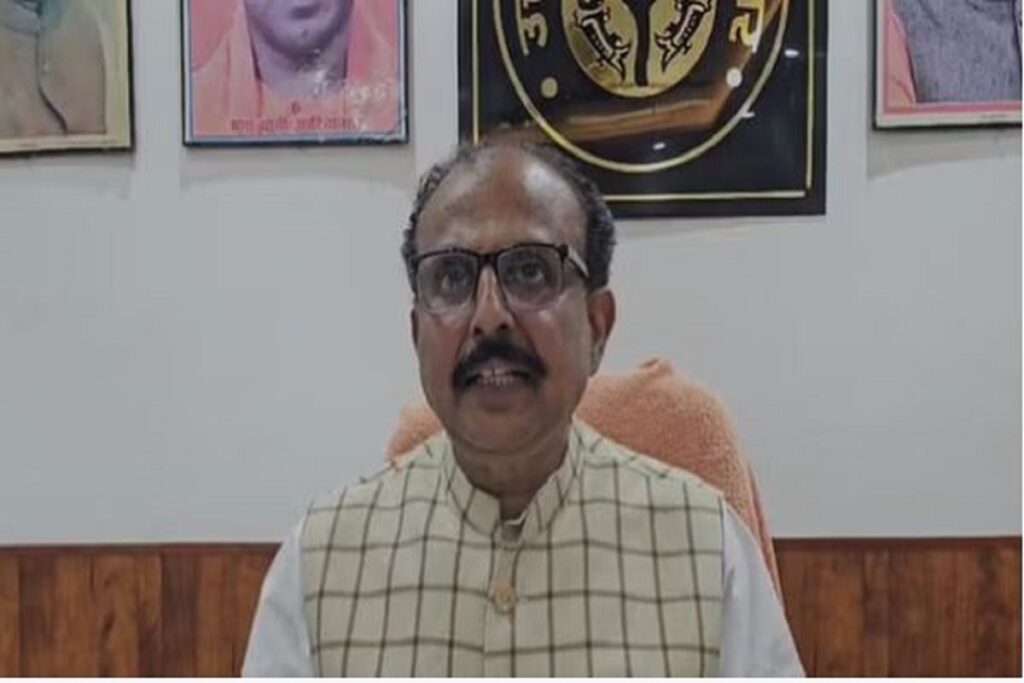 उत्तर प्रदेश भवन एवं अन्य सन्निर्माण कर्मकार कल्याण बोर्ड के अध्यक्ष रघुराज सिंह, iamage soure: video grab