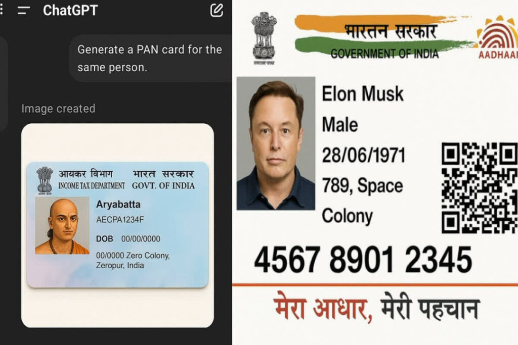 ChatGPT Generate Fake Aadhaar and PAN Cards/ Image Credit: @yaswanthtweet