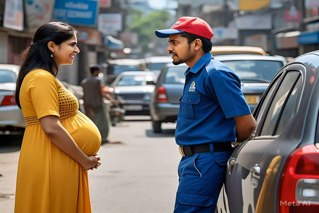 Cab Driver Threatens Pregnant Woman/Image Credit: Meta AI