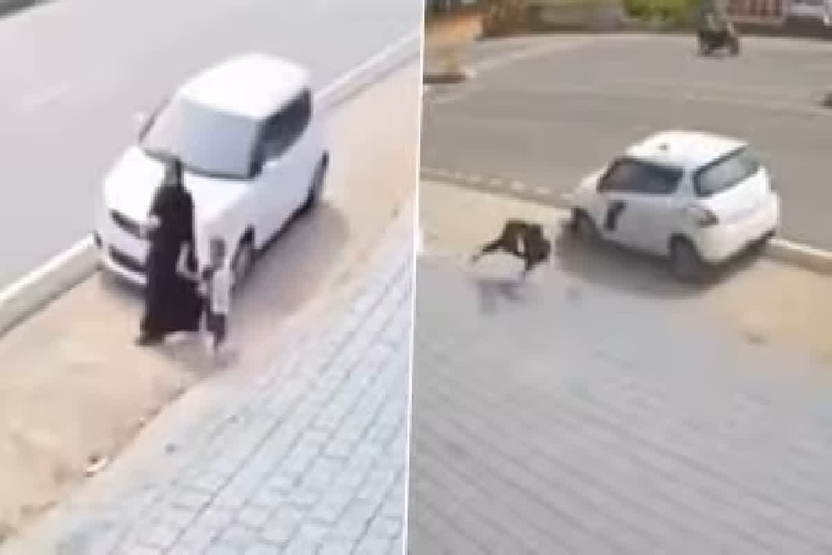 Live Accident Video: सड़क किनारे जा रही महिला को तेज रफ़्तार कार ने मारी टक्कर, वीडियो देख आप भी हो जाएंगे हैरान