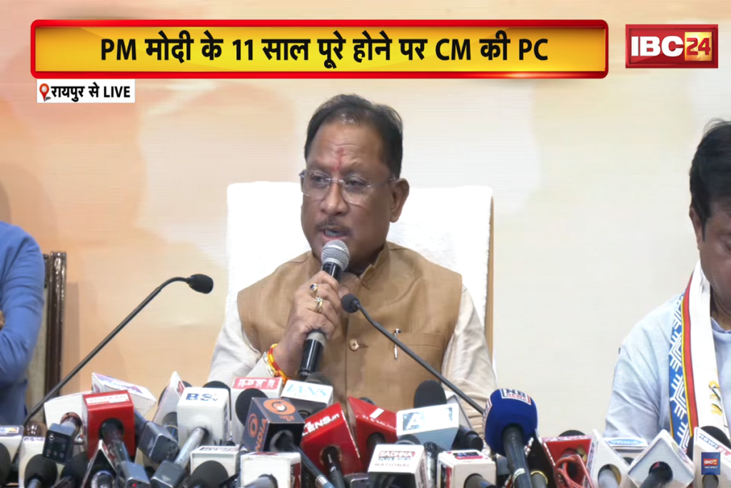 CM Vishnu Deo Sai Press Conference | Image Source | IBC24