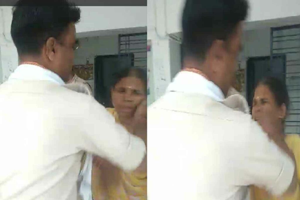 Police slapped a woman/ Image Credit: IBC24