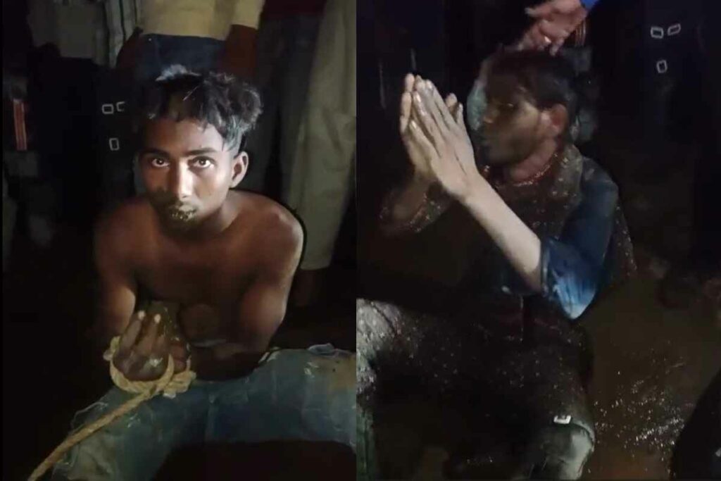 Yuvak ko gobar khilane ka video/Image Credit: IBC24