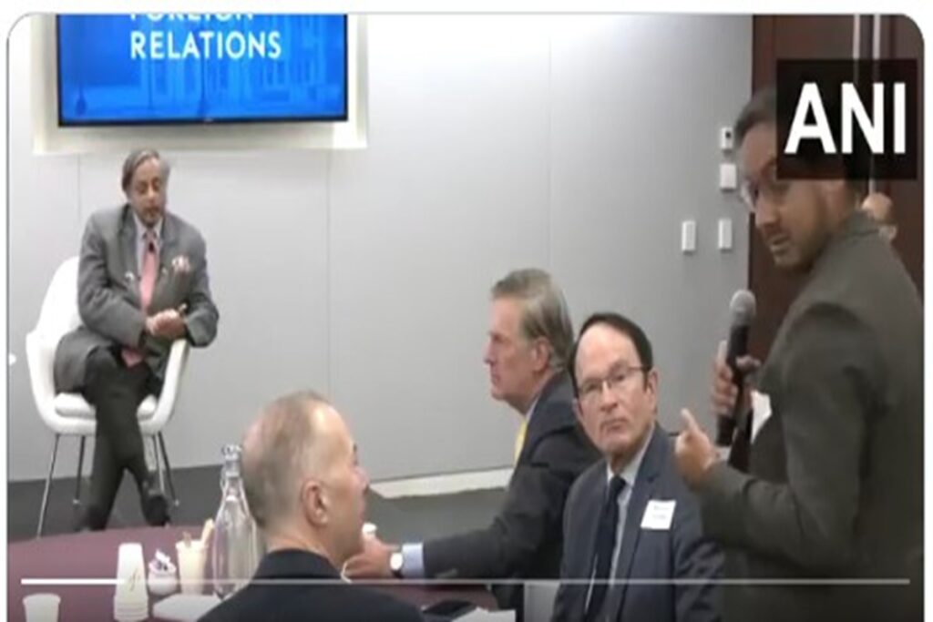 Shashi Tharoor responds to journalist son's question, image source: ANI