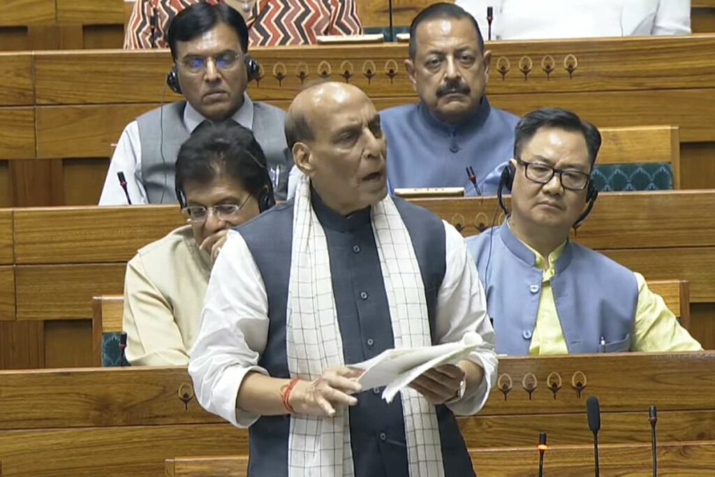 Rajnath Singh on Operation Sindoor: ‘ऑपरेशन सिंदूर’ के दौरान पाकिस्तान ने कितने विमान मार गिराए? Image source: Sansad TV Youtube
