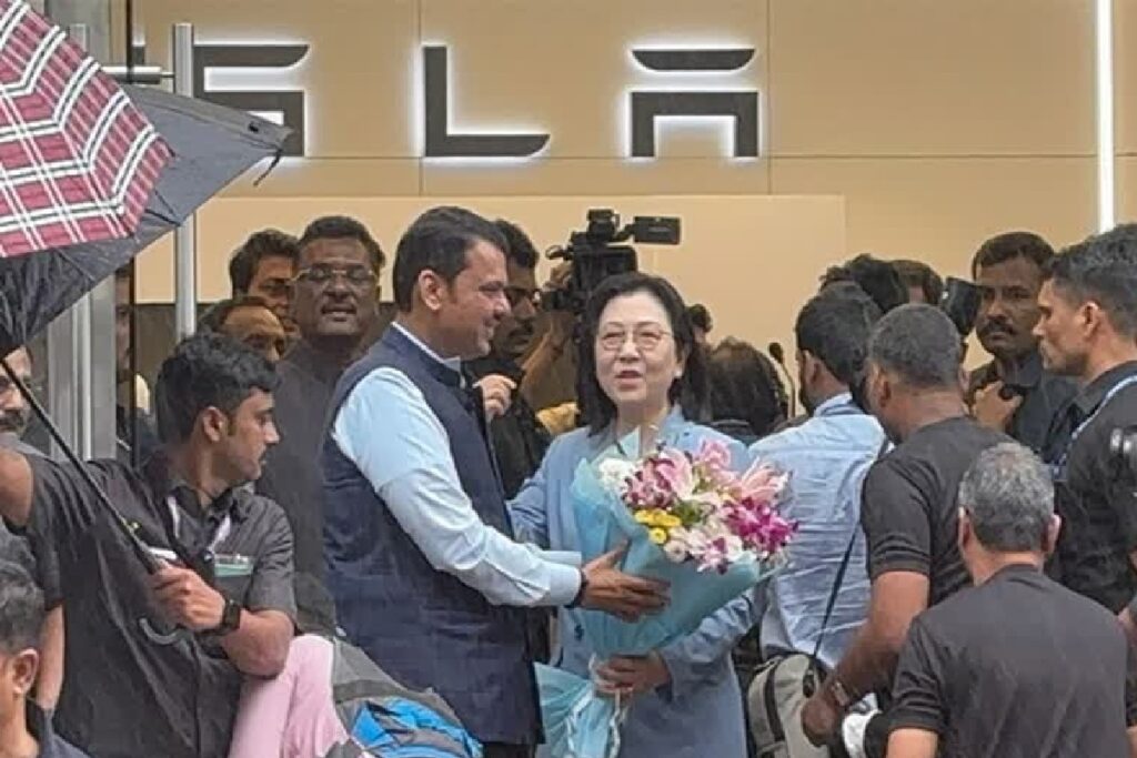 Tesla Showroom Launch In India/Image Credit: ANI X Handle