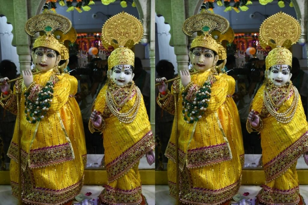 Gwalior News, Gwalior Janmashtami, Gopal Mandir Gwalior, Radha Krishna jewelry, Gwalior temple gold ornaments, 100 crore temple jewelry, antique temple jewels, Sindhiya dynasty temple, Janmashtami 2025 Gwalior, Gwalior temple security,