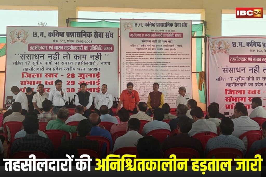 Tehsildar Strike in Chhattisgarh, Chhattisgarh Tehsildar strike, Naib Tehsildar protest, revenue department strike, Tehsildar demands, government employee strike India, Raipur administration news,