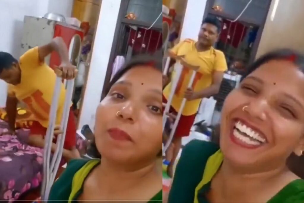 Viral Video, Disabled Husband Viral Video, Wife Mocks Disabled Man, Cruel Wife Viral Clip, Social Media Outrage Video, Viral Disability Mocking Video, Ravinderr783 Tweet, Emotional Abuse Viral Video,