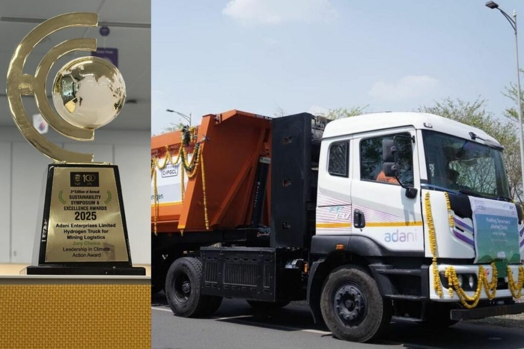 Adani Enterprises, Adani Enterprises mining, Adani hydrogen truck, Chhattisgarh mining innovation, Raipur hydrogen truck, Adani sustainability award, India green logistics, mining hydrogen fuel, Adani clean energy, hydrogen trucks India, Adani mining technology, Chhattisgarh mining news, Adani environment award, green mining India, hydrogen transport Chhattisgarh, Adani climate action award