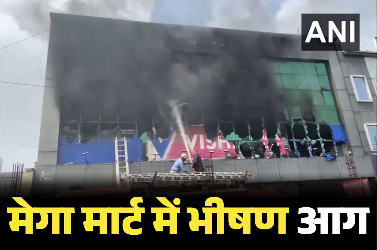 Vishal Mega Mart Fire: शहर का विशाल मेगा मार्ट जलकर ख़ाक.. आग पर काबू पाने की कोशिश में जुटे दमकल कर्मचारी, देखें वीडियो