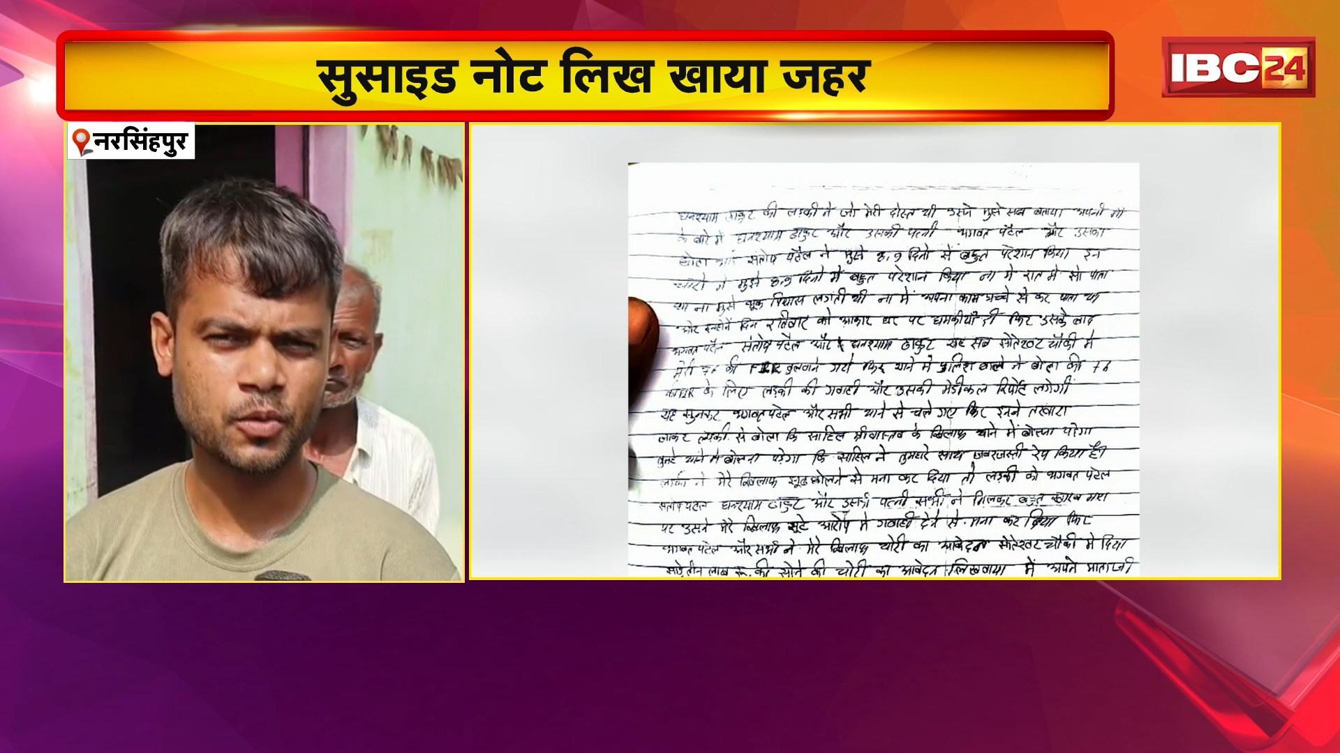 Narsinghpur Suicide Case: सुसाइड नोट लिख युवक ने की आत्महत्या। महिला समेत 4 लोगों पर प्रताड़ित करने का लगाया आरोप