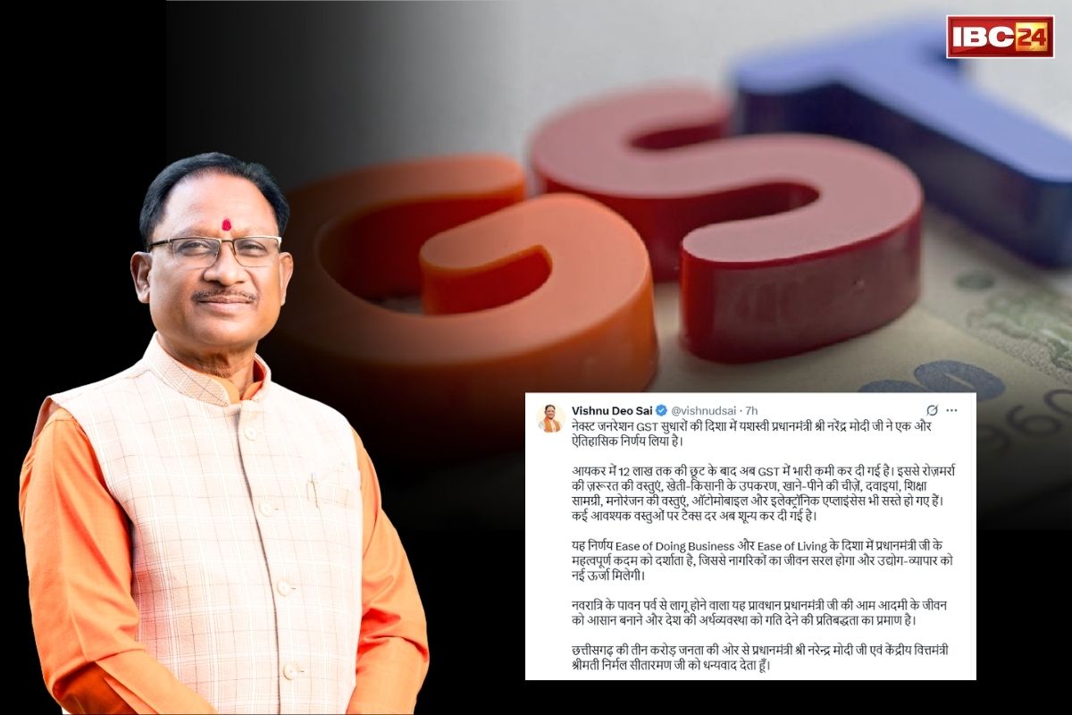 GST Reduction Latest News: ‘प्रधानमंत्री मोदी के नेतृत्व में जीएसटी सुधारों की नई दिशा’.. GST की दरों में कटौती पर CM साय ने की पीएम की जमकर तारीफ, पढ़ें क्या कहा..
