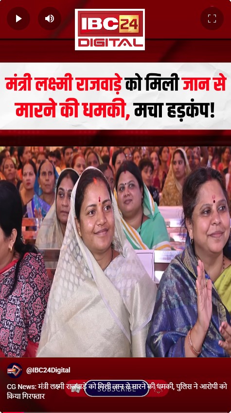 CG News: मंत्री लक्ष्मी राजवाड़े को मिली जान से मारने की धमकी, पुलिस ने आरोपी को किया गिरफ्तार