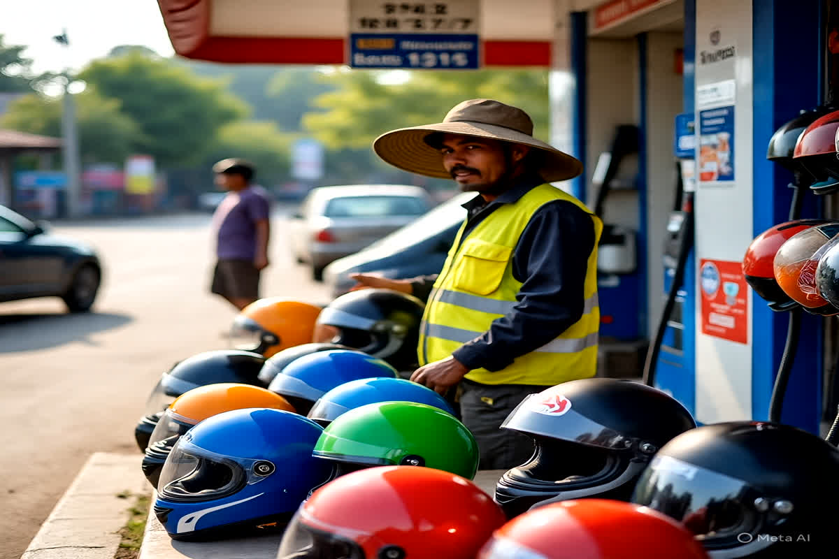 Raipur News: पेट्रोल के लिए हेलमेट अनिवार्य वाले नियम का राजधानी वासियों ने निकाला तोड़, पंप के बाहर 10 रुपए किराए में मिल रहा हेलमेट