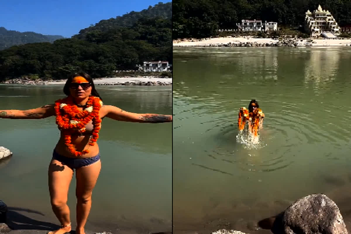 Rishikesh Viral Video: गंगा घाट पर बिकिनी पहनकर महिला ने लगाई डुबकी, अब सोशल मीडिया पर वायरल हुआ वीडियो