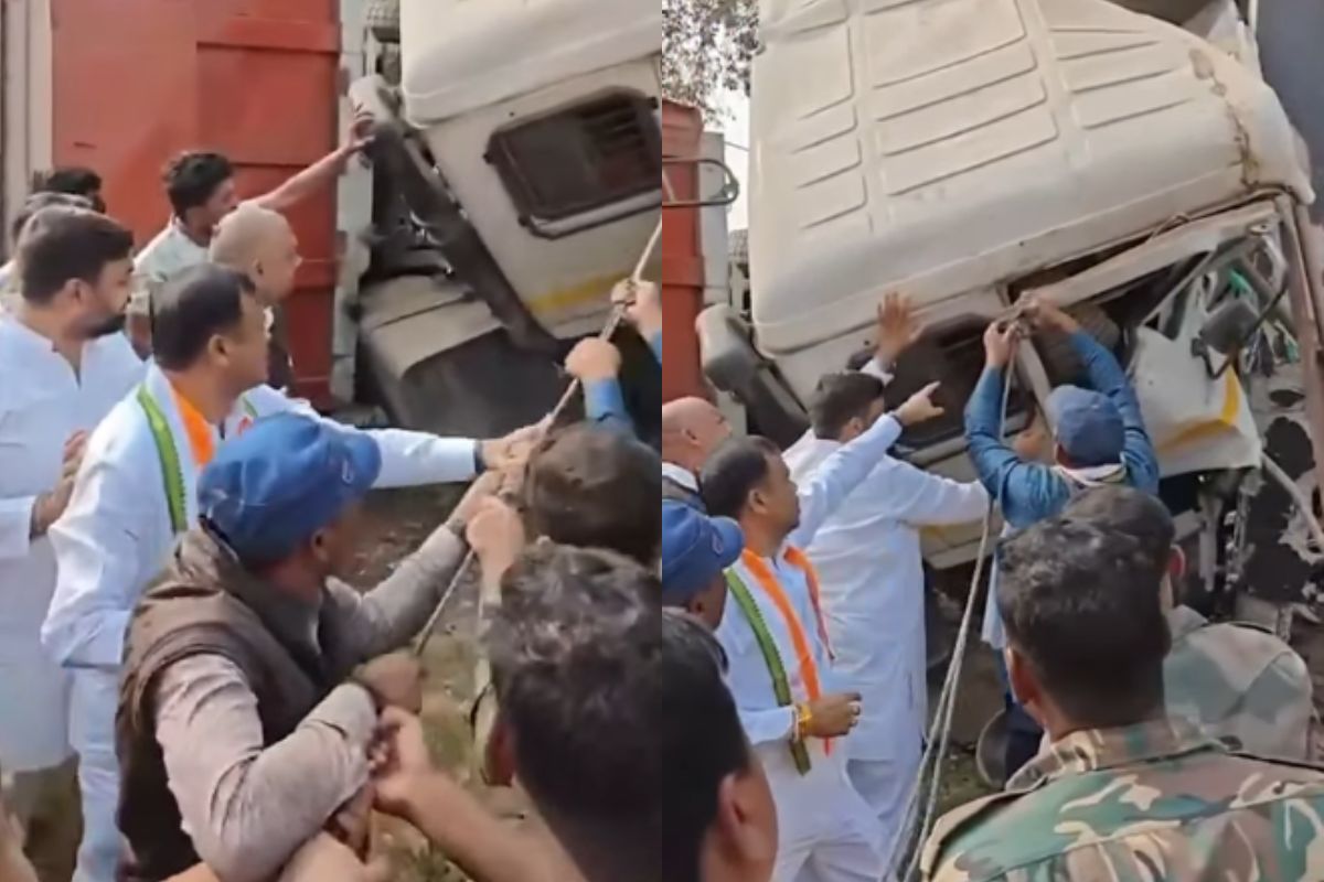 Deepak Baij video: दुर्घटनाग्रस्त ट्रक को देख PCC चीफ दीपक बैज ने रोका काफिला, अंदर फंसे ड्राइवर को बाहर निकालने में की मदद, देखें वीडियो
