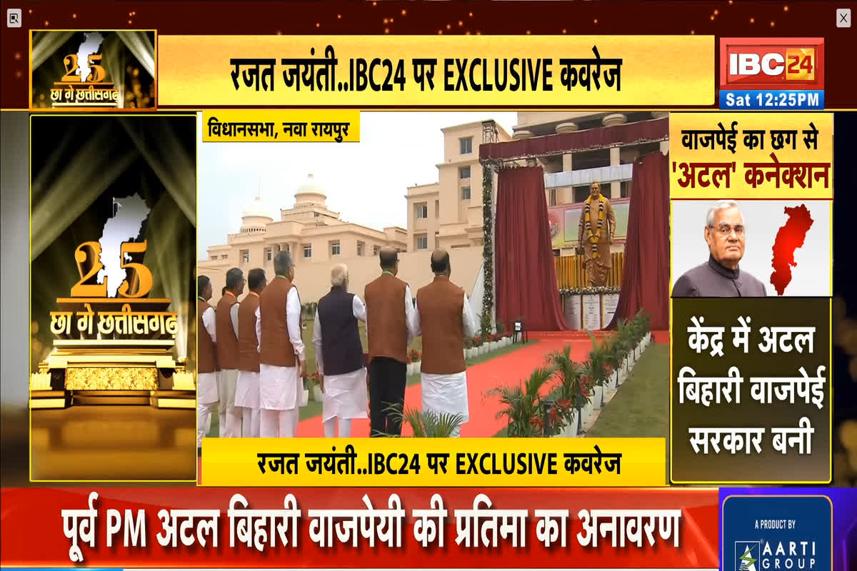 PM Modi Visit CG: पीएम मोदी ने रायपुर विधानसभा परिसर में लगाए रुद्राक्ष का पौधा, अटल बिहारी वाजपेयी की प्रतिमा का किया अनावरण