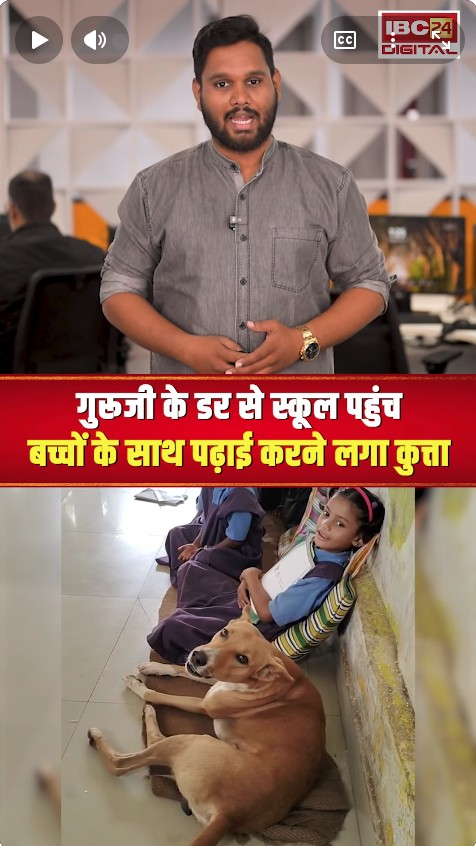 गुरूजी के डर से स्कूल पहुंच बच्चों के साथ पढ़ाई करने लगा कुत्ता | Dog in School | IBC24 Digital