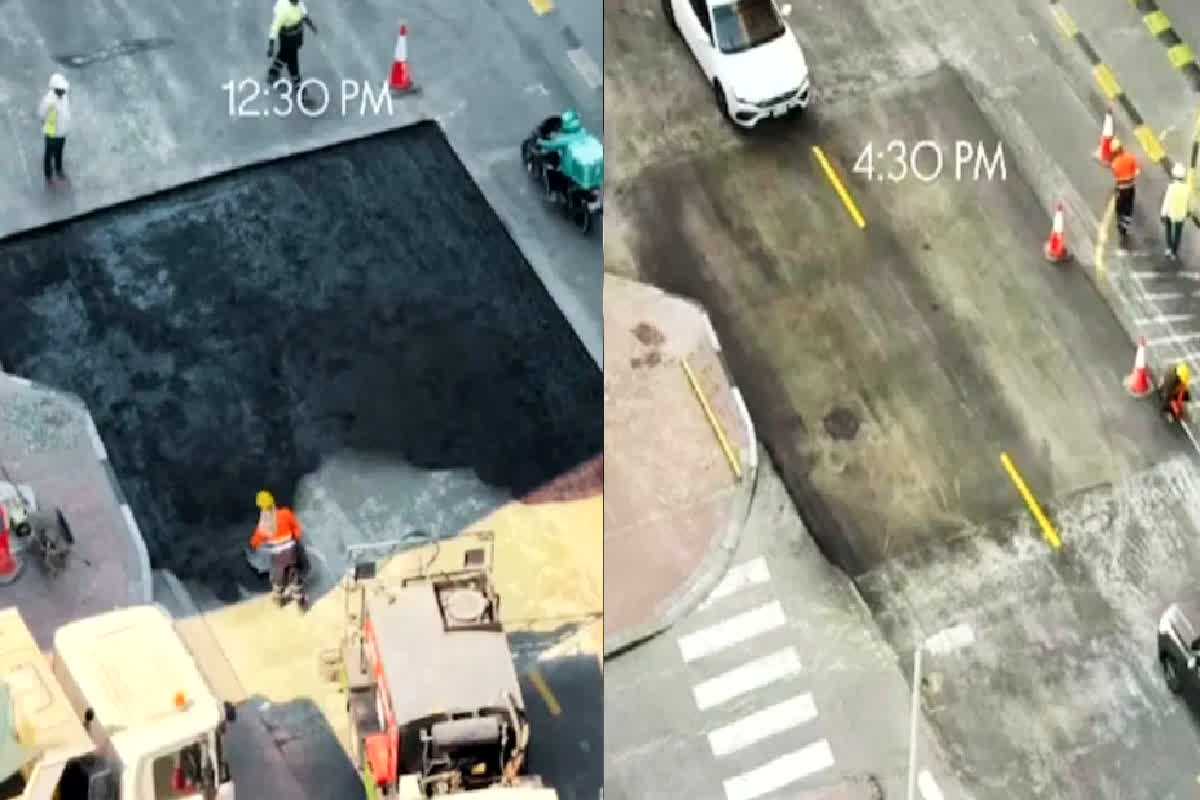Viral Video: सड़क पर बने गड्ढे को सिर्फ चार घंटों में किया गया ठीक, काम की स्पीड देख हर कोई रह गया दंग, आप भी देखें वीडियो