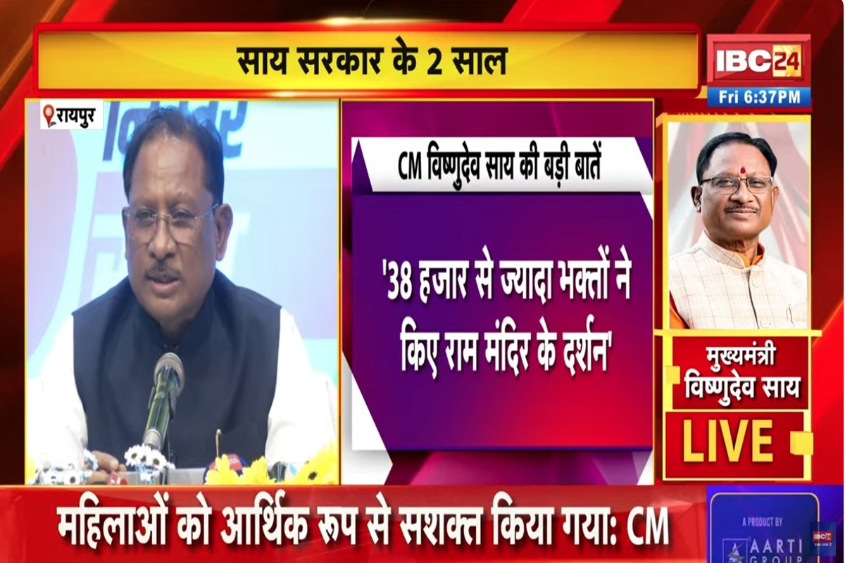 CM Vishnu deo Sai PC Live: मुख्यमंत्री विष्णु देव साय की प्रेस कांफ्रेस, दो साल पूरे होने पर खुद दे रहे अपनी सरकार की उपलब्धियों की जानकारी …देखें LIVE