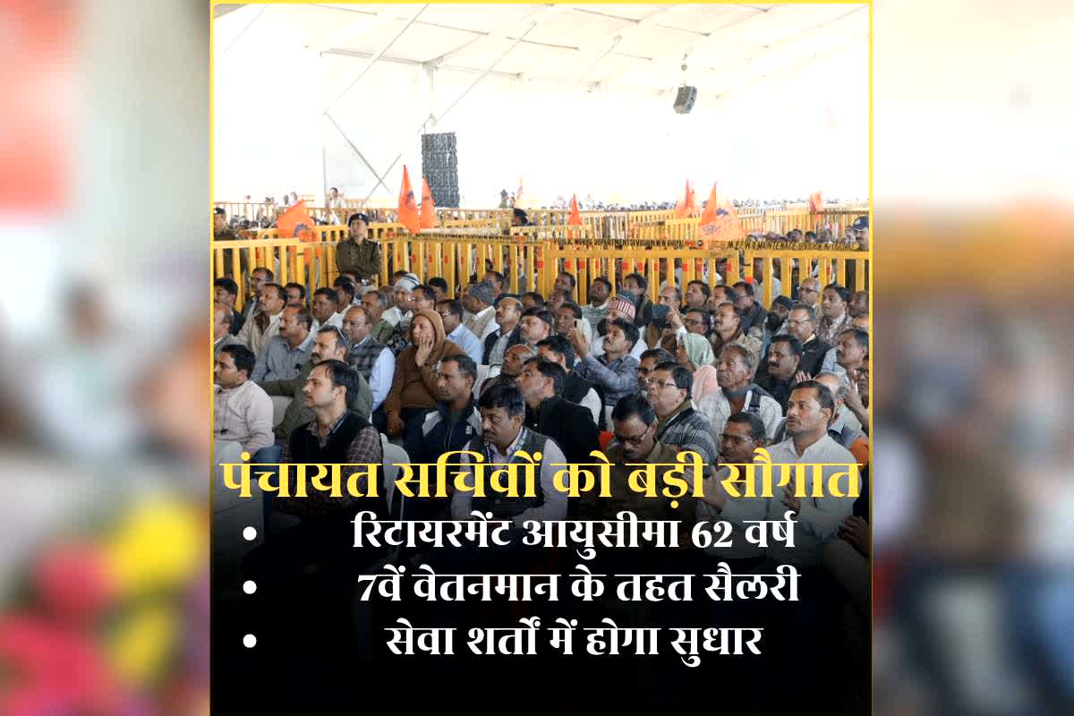 Panchayat Sachiv Retirement Age: पंचायत सचिवों के रिटायरमेंट की उम्र दो साल बढ़ोतरी, 7वें वेतनमान के तहत मिलेगी सैलरी, सीएम ने खोला सौगातों का पिटारा