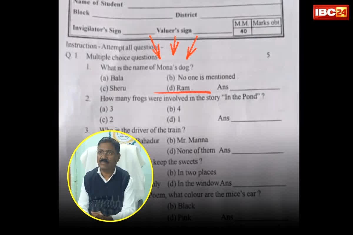 Mahasamund News: प्रश्न पत्र में विवादित सवाल ने मचाया बवाल! ‘मोना के कुत्ते का क्या नाम है’? विकल्पों में ‘राम’ का नाम, शिक्षा विभाग ने दी सफाई