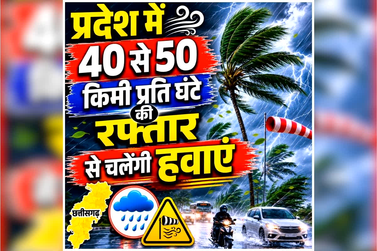 CG Aaj Ka Mausam: प्रदेश में 40 से 50 किमी प्रति घंटे की रफ्तार से चलेंगी हवाएं, आने वाले पांच दिनों में होगी बारिश, मौसम विभाग ने जारी की चेतावनी