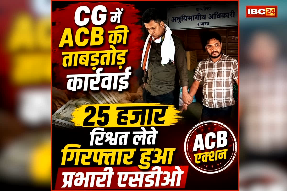 Jashpur ACB Action: 25 हजार की रिश्वत लेते रंगे हाथ गिरफ्तार हुआ प्रभारी SDO, पूर्व उपसरपंच से इस काम के बदले मांगे थे घूस