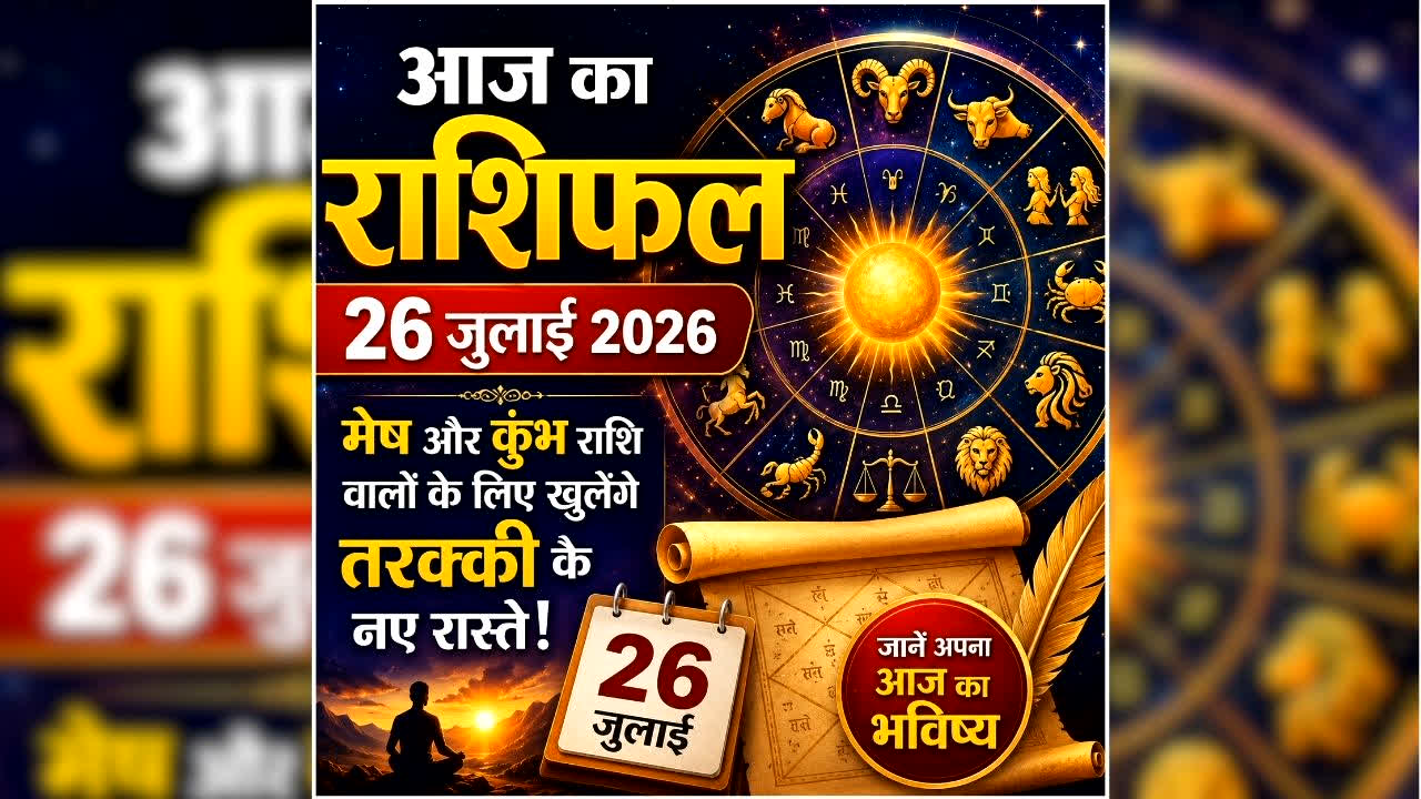 Aaj Ka Rashifal 26 July 2026: मेष और कुंभ राशि वालों की चमकेगी किस्मत, करियर, नौकरी, व्यापार में इन्हें मिलेगी सफलता, जानें आपकी राशि के लिए कैसा रहेगा आज का दिन