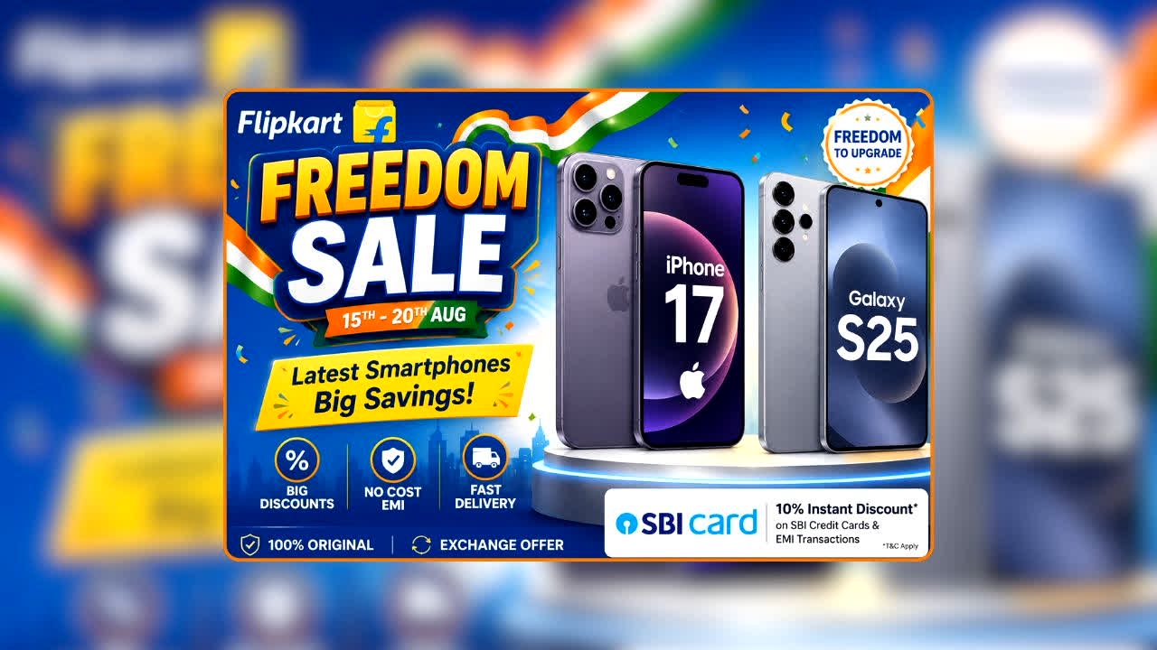 Flipkart Freedom Sale: Flipkart ला रहा है शॉपिंग का बड़ा तूफान! iPhone 17 और Galaxy S25 समेत इन प्रोडक्ट्स पर मिलेंगे तगड़े ऑफर! जानिए कब से होगी शुरू