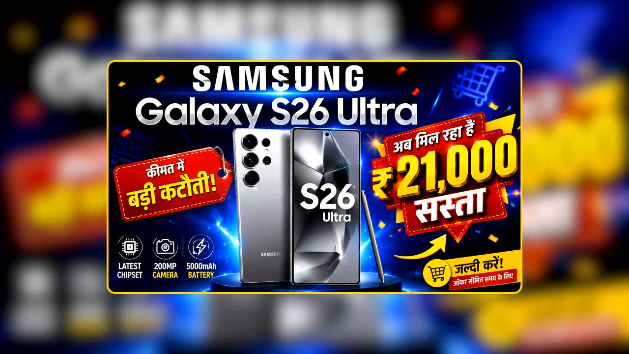 Flipkart GOAT Sale 2026: Samsung Galaxy S26 Ultra पर धांसू ऑफर! 21,000 रुपये की भारी बचत, नई कीमत देखकर चौंक जाएंगे आप