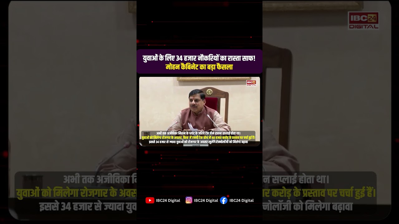 MP Cabinet : युवाओं के लिए 34 हजार नौकरियों का रास्ता साफ! Mohan Cabinet का बड़ा फैसला | Unemployment
