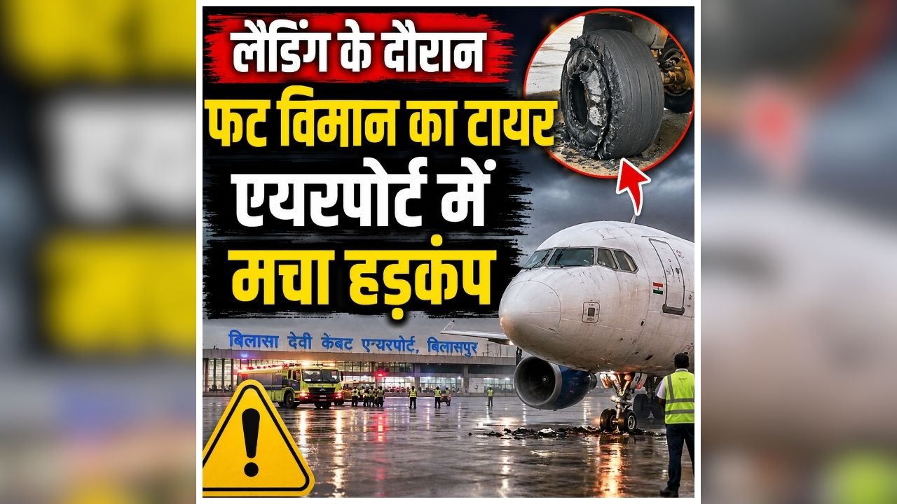 Bilaspur Bilasa Airport: बिलासपुर एयरपोर्ट में मचा हड़कंप, लैंडिंग के दौरान फटा विमान का टायर, देखते ही देखते मची अफरातफरी