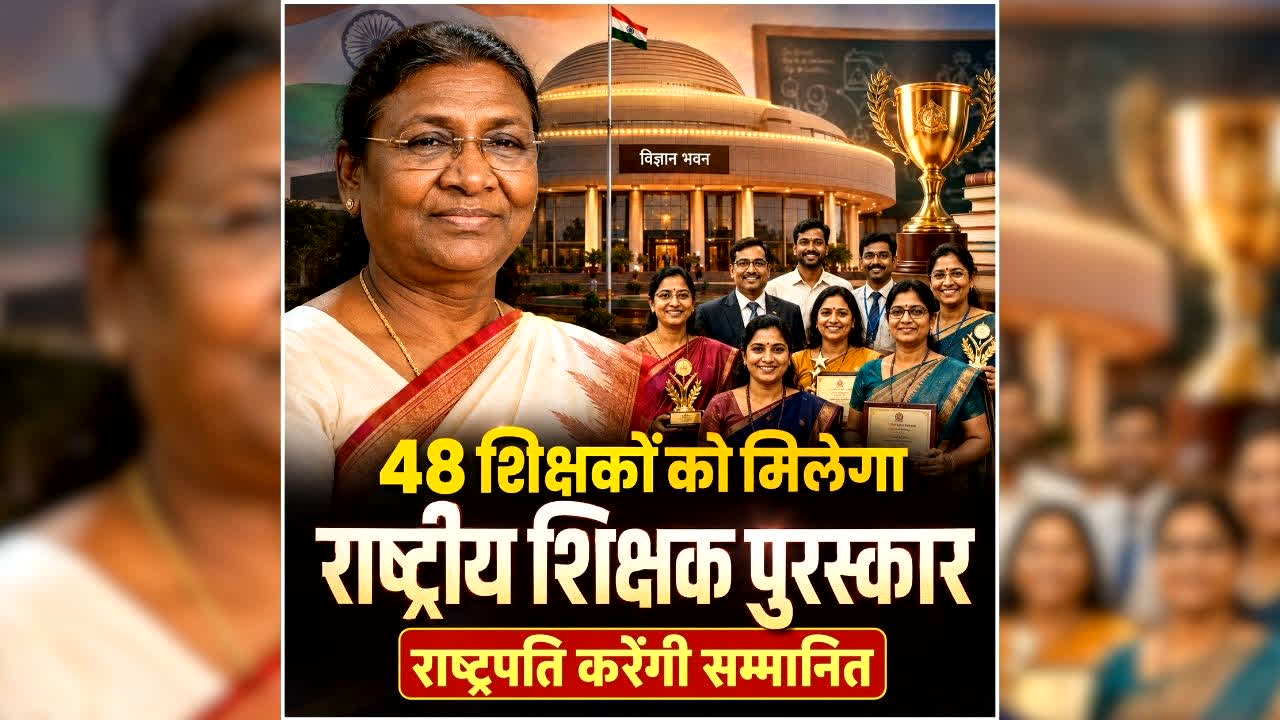 National Teachers Award 2026 List: नेशनल टीचर्स अवार्ड 2026 का ऐलान, छत्तीसगढ़, MP सहित देशभर के इन 48 शिक्षकों को सम्मानित करेंगी राष्ट्रपति, देखिए पूरी लिस्ट