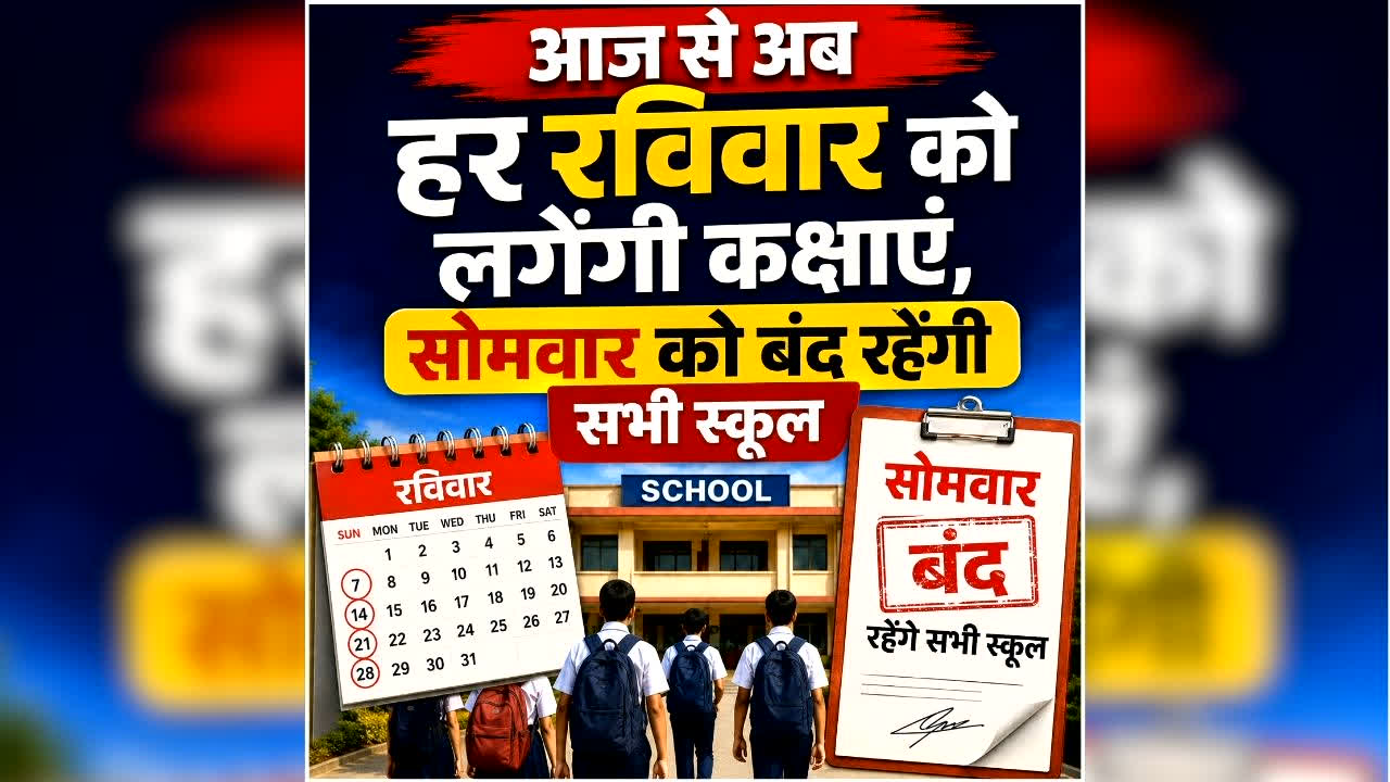 Sunday School Open News Today: आज से अब हर रविवार को लगेंगी कक्षाएं, सोमवार को बंद रहेंगे सभी स्कूल, कलेक्टर ने अचानक लिया ये बड़ा फैसला, जानिए वजह