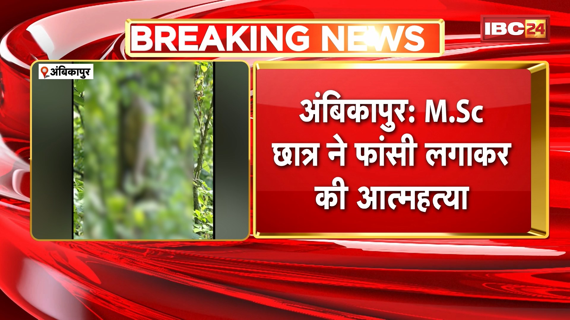 Ambikapur Suicide News : M.Sc. छात्र ने फांसी लगाकर की आत्महत्या। साकालो जंगल में की आत्महत्या