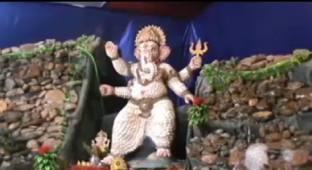 डोंगरगढ़: 12 हजार समुद्री सीप से बनाई गई गणेश की प्रतिमा