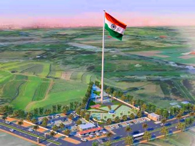 अटारी-बाघा ज्वाइंट चेक पोस्ट के करीब फहराया गया देश का सबसे ऊंचा तिरंगा