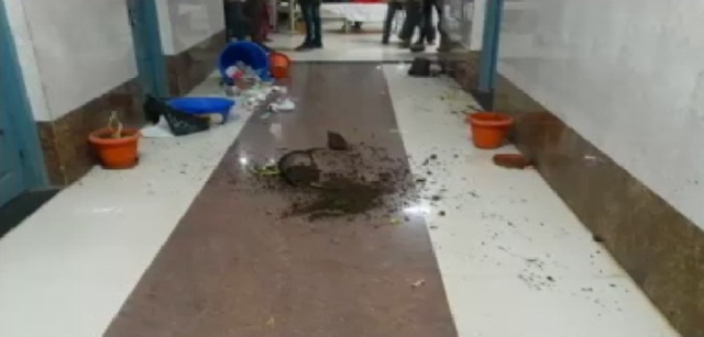 हाॅस्पिटल में कर्मचारियों ने तोड़फोड़ कर मरीज के परिजनों पर लगाए आरोप, कैमरे में कैद हुई घटना
