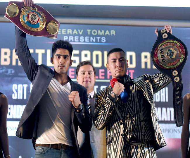 भारतीय बाॅक्सर विजेंदर सिंह ने चीनी बाॅक्सर को किया ढेर