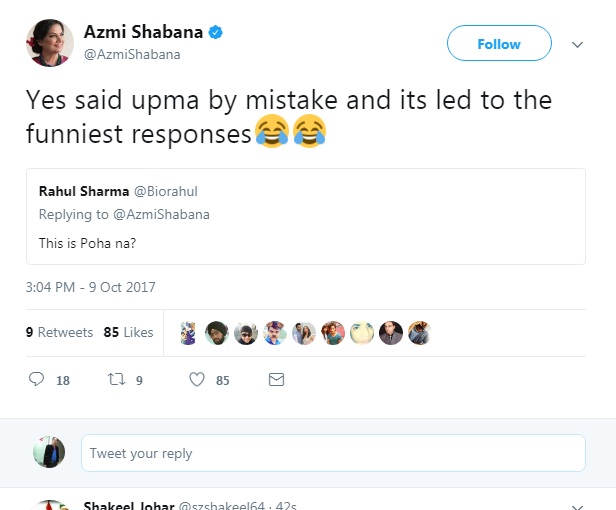 ट्विटर पर ‘पोहे’ को ‘उपमा’ बताने की सजा ट्रोल है शबाना आज़मी….