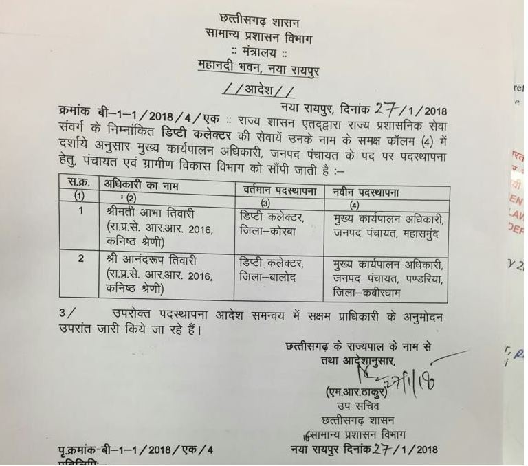 राज्य प्रशासनिक सेवा में हुई फेरबदल