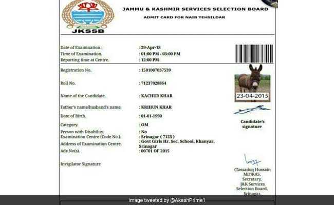 गधे के नाम पर जारी हुआ प्रवेश पत्र