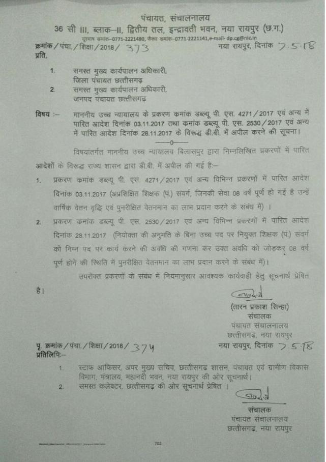 शिक्षाकर्मियों को झटका, अप्रशिक्षित शिक्षकों के वेतनमान पर कोर्ट के फैसले को डबल बेंच में चुनौती